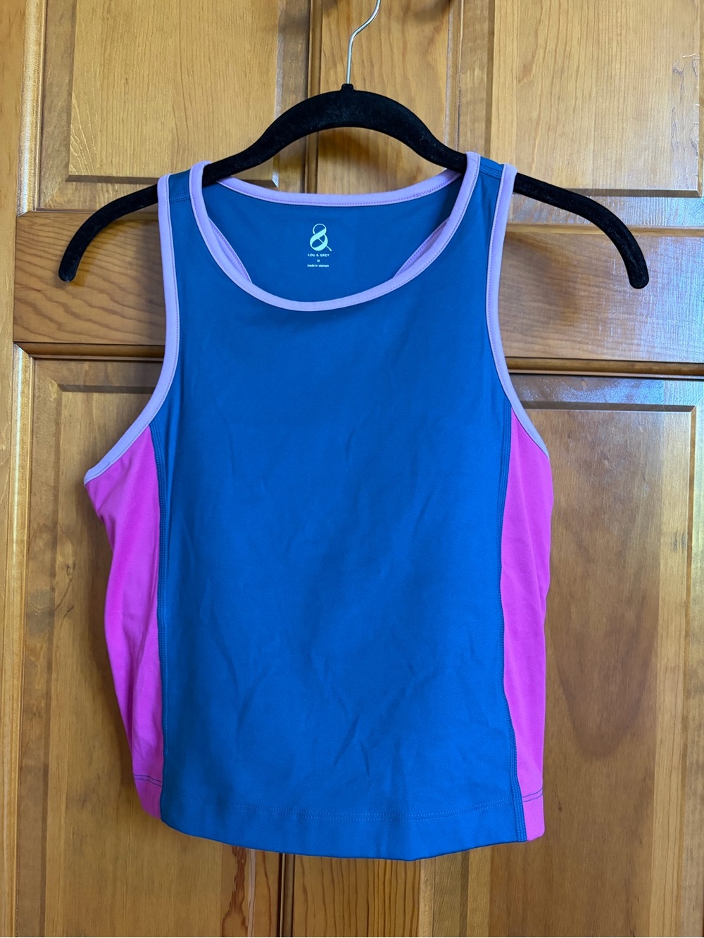 Lou & Grey Teal Built in Bra Tank with Lavender Trim